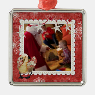 Rose Swan Red Snowflake Photo Ornament