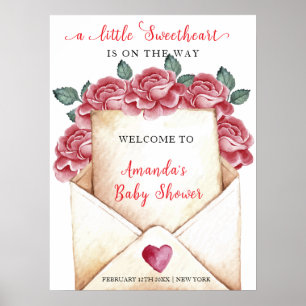 Rose Sweetheart Letter  Baby Shower Welcome  Poster