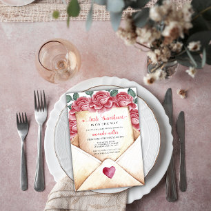 Rose Sweetheart Letter Valentine Baby Shower Invitation