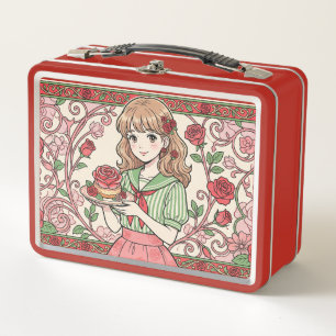 Rose sweets and a fairytale world metal lunch box