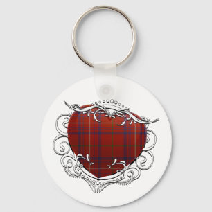 Rose Tartan Heart Key Ring