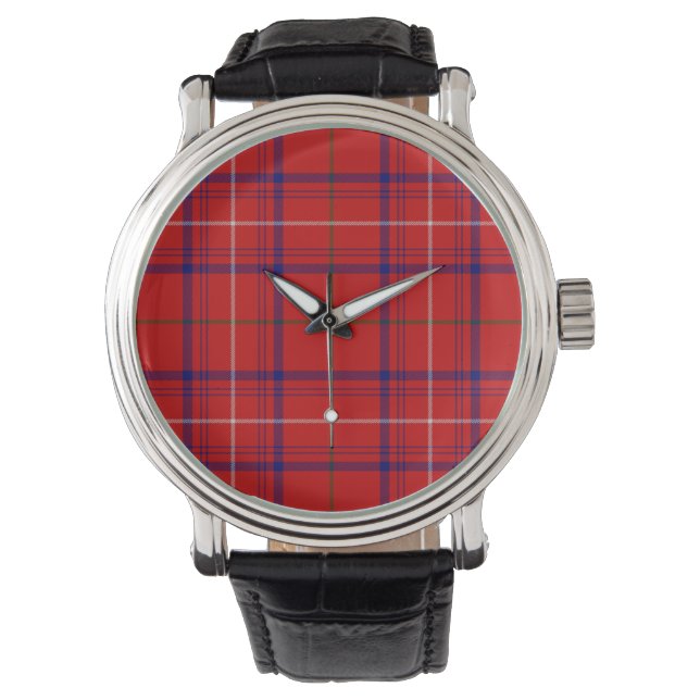 Rose tartan red blue plaid watch (Front)