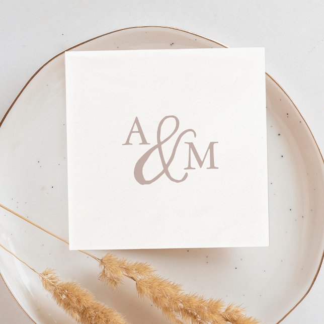 Rose Taupe Ampersand Monogram Wedding Napkin (Creator Uploaded)