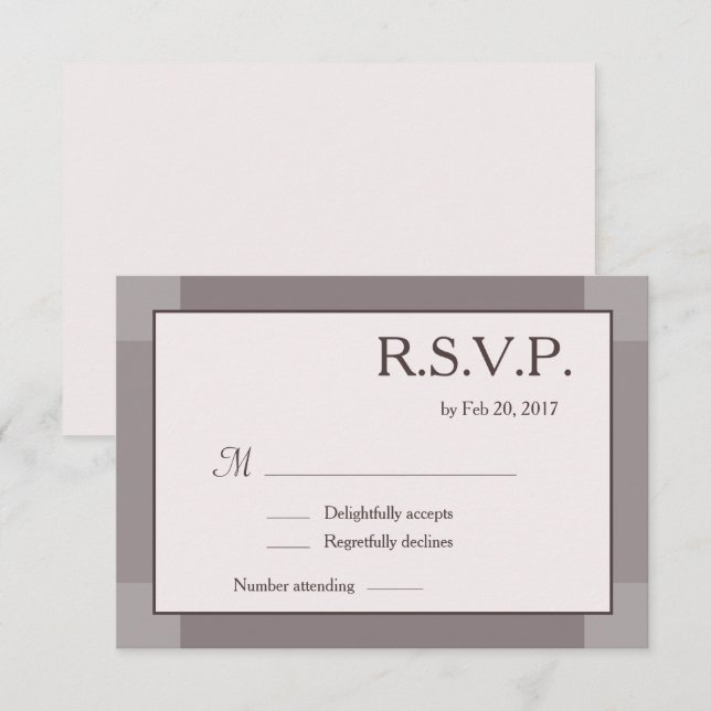 Rose taupe blush grey lilac modern wedding RSVP Invitation (Front/Back)