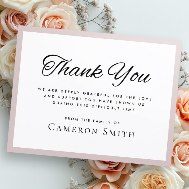 Rose taupe border sympathy thank you card (Rose taupe border sympathy thank you card)