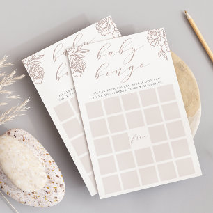 Rose Taupe Calligraphy Baby Shower Bingo Game