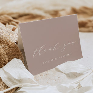 Rose Taupe Calligraphy Personalised Thank You Card