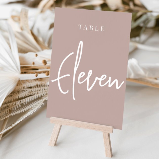 Rose Taupe Hand Scripted Table ELEVEN Table Number (Creator Uploaded)