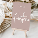Rose Taupe Hand Scripted Table FOURTEEN Table Number<br><div class="desc">Simple and chic table number cards in earth tone rose taupe and white make an elegant statement at your wedding or event. Design features "table [number]" in an eyecatching mix of classic serif and handwritten script lettering. Design repeats on both sides. Individually numbered cards sold separately; order each table number...</div>