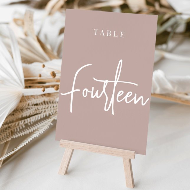 Rose Taupe Hand Scripted Table FOURTEEN Table Number (Creator Uploaded)