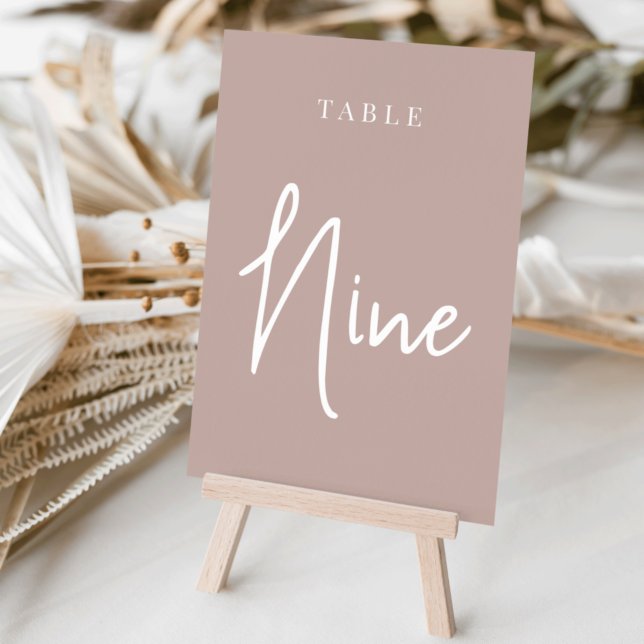 Rose Taupe Hand Scripted Table NINE Table Number (Creator Uploaded)