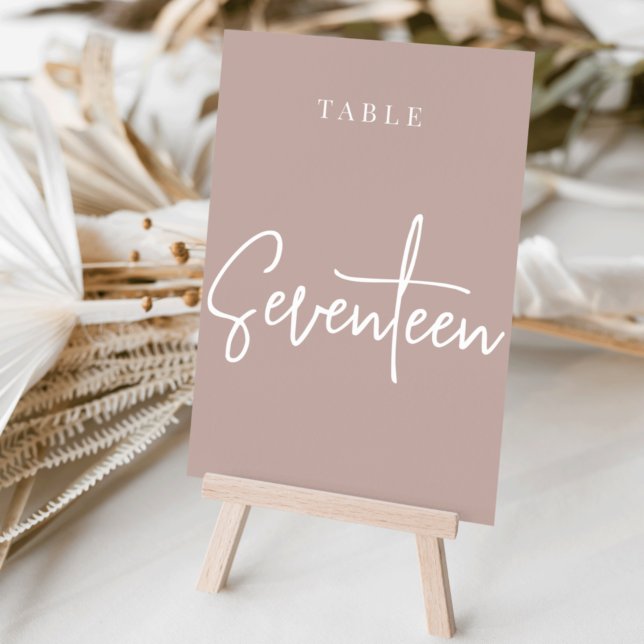 Rose Taupe Hand Scripted Table SEVENTEEN Table Number (Creator Uploaded)