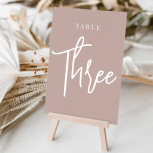 Rose Taupe Hand Scripted Table THREE Number