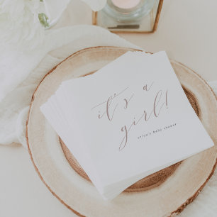 Rose Taupe "It's a Girl" Calligraphy Baby Shower Napkin