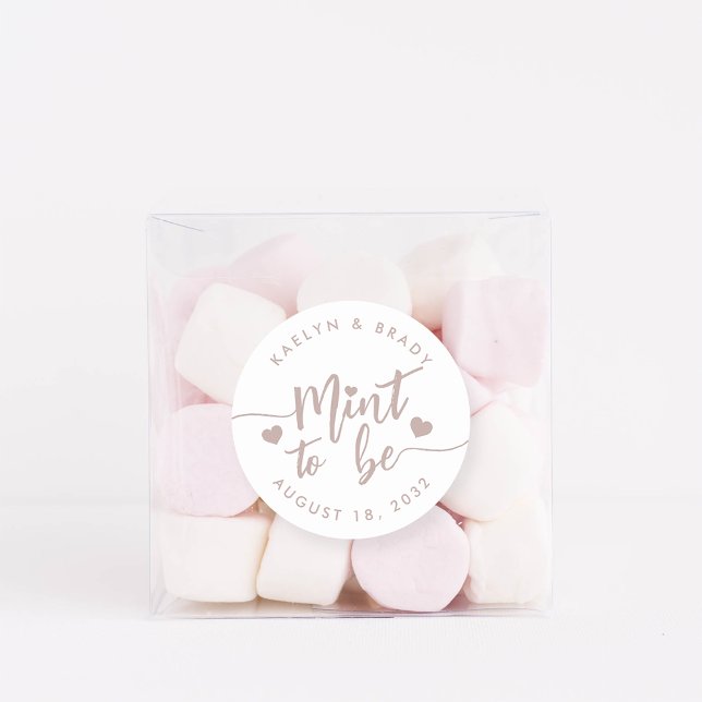 Rose Taupe | Mint to Be Personalised Wedding Favou Classic Round Sticker (Creator Uploaded)