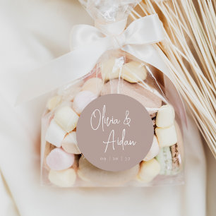 Rose Taupe   Modern Handwritten Script Wedding Classic Round Sticker