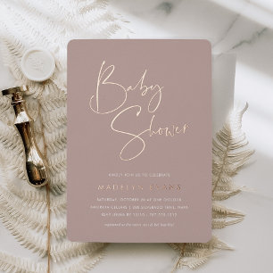 Rose Taupe   Modern Minimalist Script Baby Shower
