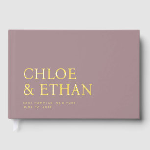 Rose Taupe Modern Wedding Foil Guest Book