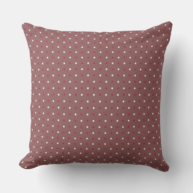 Rose Taupe, RED Rose  and white dots Cushion (Front)