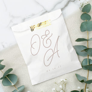 Rose Taupe   Script Watermark Monogram Wedding Favour Bags