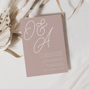 Rose Taupe Script Watermark Monogram Wedding Invitation