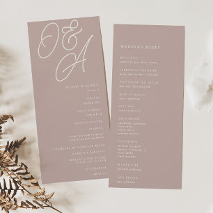 Rose Taupe Script Watermark Monogram Wedding Programme