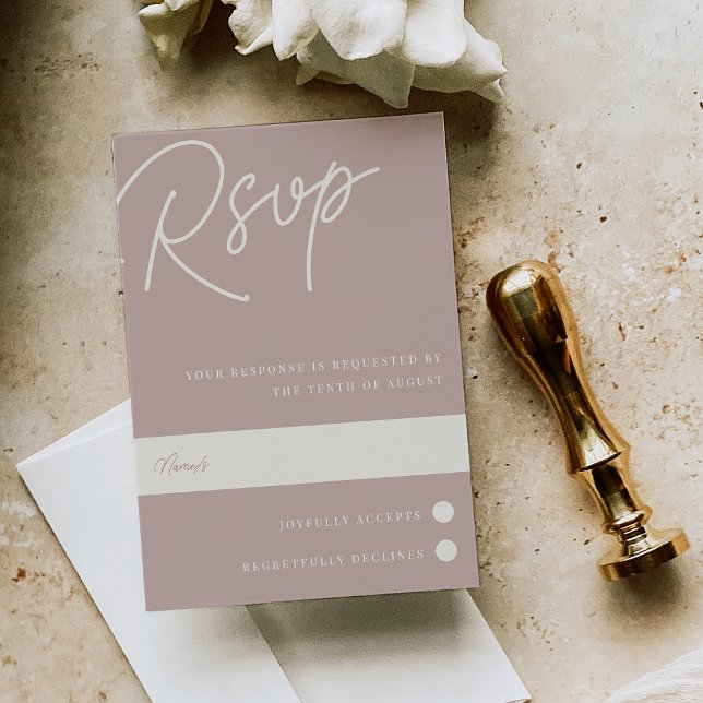 Rose Taupe | Script Watermark Traditional RSVP Card (Creator Uploaded)