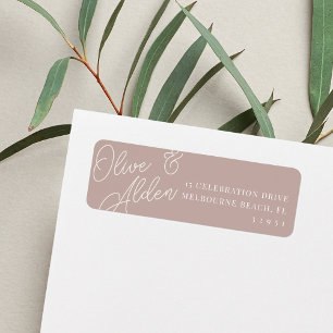 Rose Taupe Script Watermark Wedding Return Address