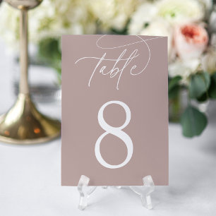 Rose Taupe   Simple Elegant Script Table Number