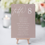 Rose Taupe | Table Number   Guest Names<br><div class="desc">Simple and chic table number cards in earth tone rose taupe and white make an elegant statement at your wedding or event. Design features handwritten calligraphy script lettering with your table number in classic numerals. Personalise with the individual names of the guests seated at the table.</div>