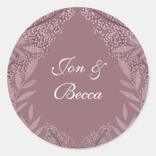 Rose Taupe Wedding Vintage Botanical Classic Round Sticker