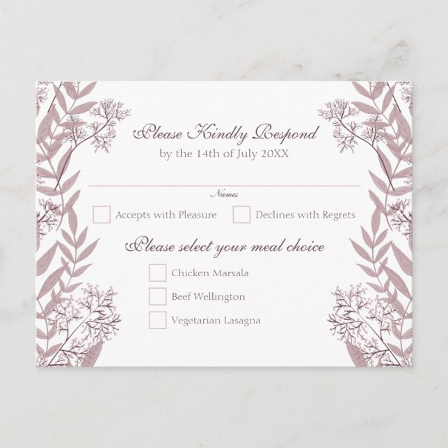 Rose Taupe Wedding Vintage Botanical Holiday Postcard (Front)