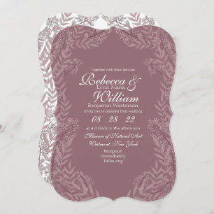 Rose Taupe Wedding Vintage Botanical Invitation