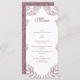 Rose Taupe Wedding Vintage Botanical Menu