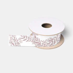Rose Taupe Wedding Vintage Botanical Satin Ribbon