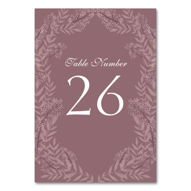 Rose Taupe Wedding Vintage Botanical Table Number (Back)