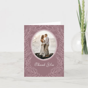 Rose Taupe Wedding Vintage Botanical Thank You Card