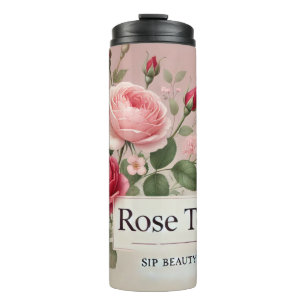 Rose Tea Design AI art  Thermal Tumbler