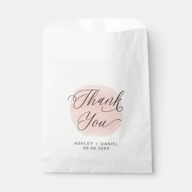 Rose Thank You Modern Wedding Treat Sacks, Favour Bags (Front)
