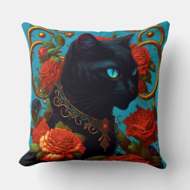 Rose The Cat Throw Pillow  (Front)