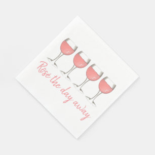 Rosé The Day Away Pink Rose Glass Wine Lover Napkin