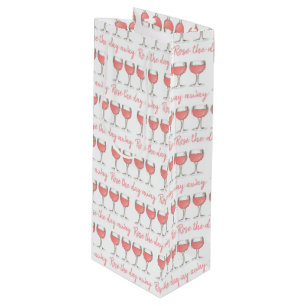 Rosé The Day Away Pink Rose Glass Wine Lover Wine Gift Bag