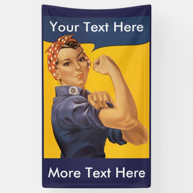 Rose the Riveter YOUR TEXT HERE Customise! Banner (Vertical)