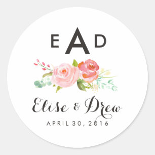 Rose Three Letter Monogram Label