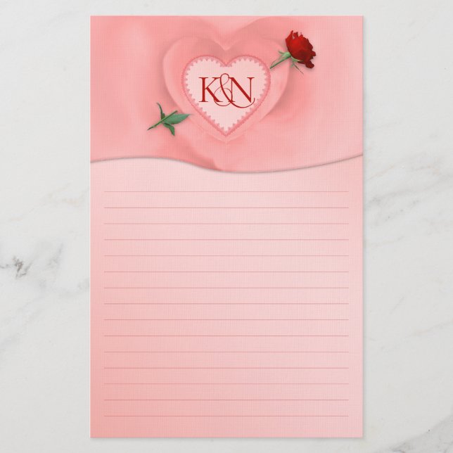 Rose Through the Heart Stationery (Front)