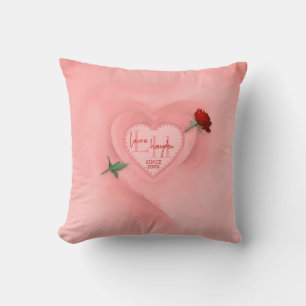 Rose Through the Heart Throw Pillow