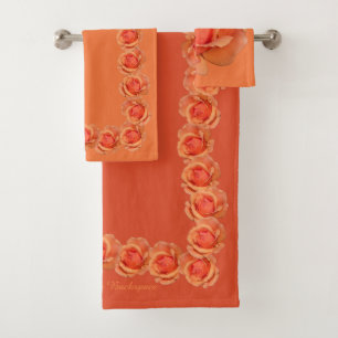 Rose Towel Sets Personalised Orange Rose Towels