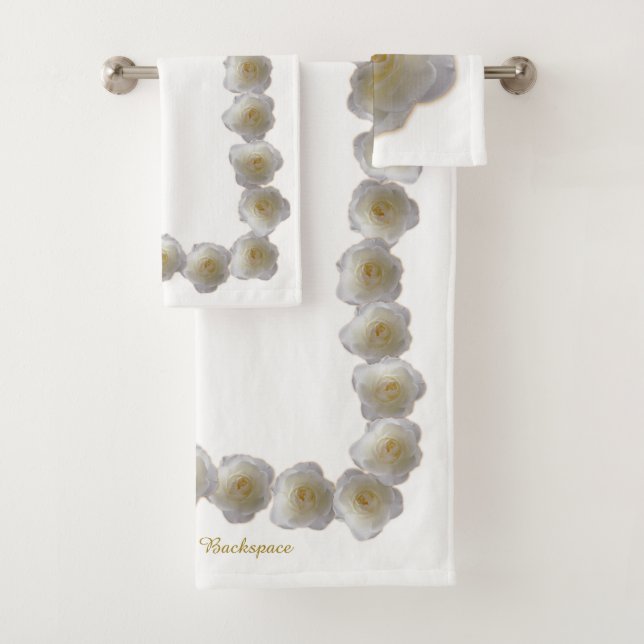 Rose Towel Sets Personalised White Rose Towels (Insitu)