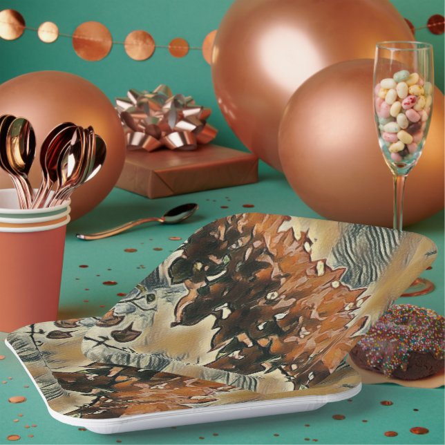 Rose Tree Art  Paper Plate (Multi)