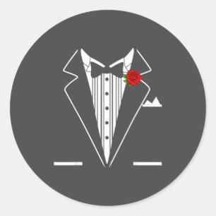 Rose Tuxedo Tux Wedding Prom Costume Party Men Kid Classic Round Sticker